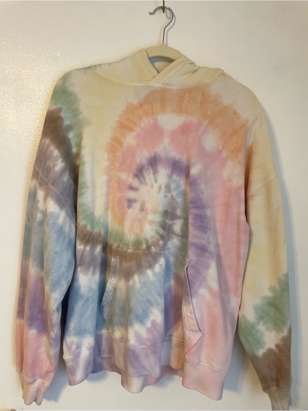 Colorful pastel tie dye Abercrombie & Fitch oversized comfy hoodie size large
